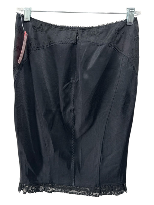 D&G Dolce & Gabbana Size 26 Black Polyamide Blend Elastic Waist Floral Skirt Black / 26