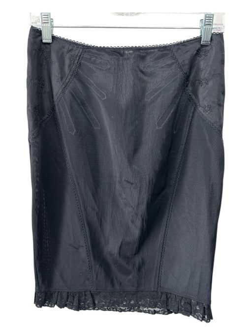 D&G Dolce & Gabbana Size 26 Black Polyamide Blend Elastic Waist Floral Skirt Black / 26