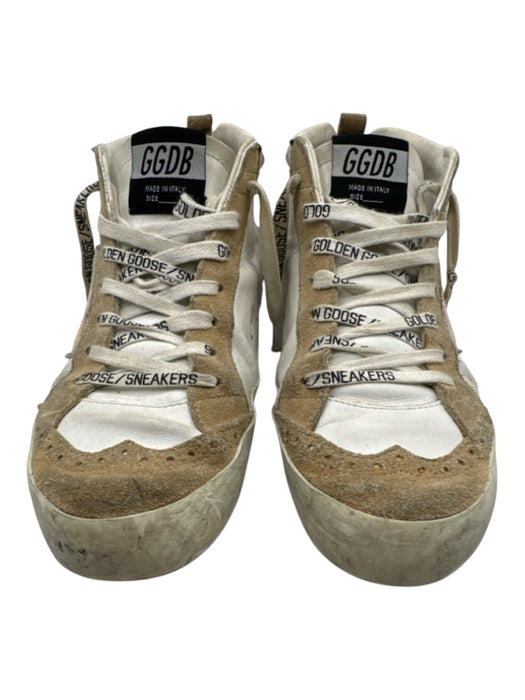 Golden Goose Shoe Size 38 White & Beige Leather Tie Dye Star Mid Top Sneakers White & Beige / 38