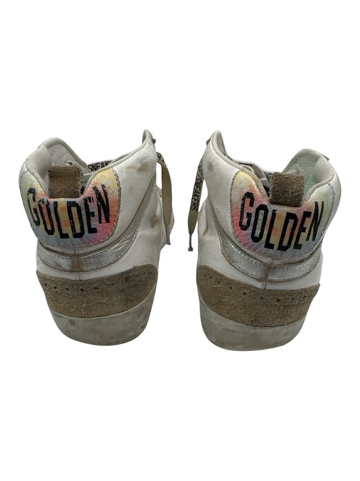 Golden Goose Shoe Size 38 White & Beige Leather Tie Dye Star Mid Top Sneakers White & Beige / 38