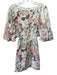 Cara Cara Size 4 White, Orange, Green Linen Blend Floral Cut Out Side Mini Dress White, Orange, Green / 4
