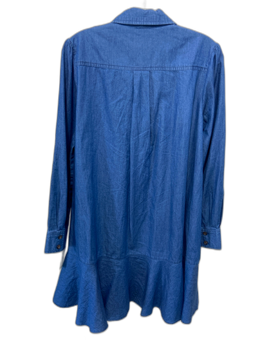 Tuckernuck Size S Dark Blue Cotton Chambray Quarter Button Long Sleeve Dress Dark Blue / S