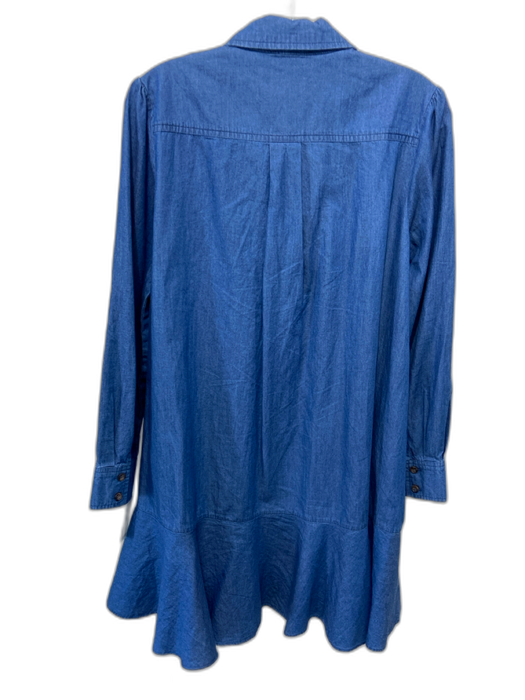 Tuckernuck Size S Dark Blue Cotton Chambray Quarter Button Long Sleeve Dress Dark Blue / S