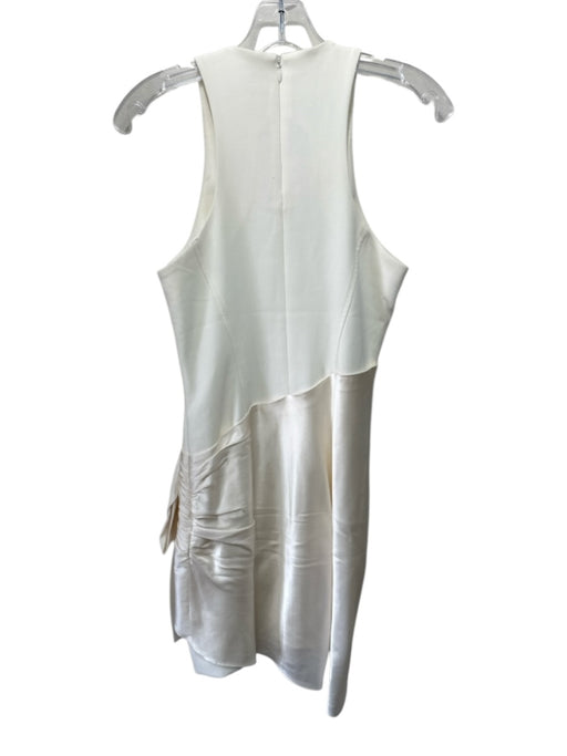 Cinq a Sept Size 4 Cream Polyester Blend Sleeveless Side Gather Mini Dress Cream / 4