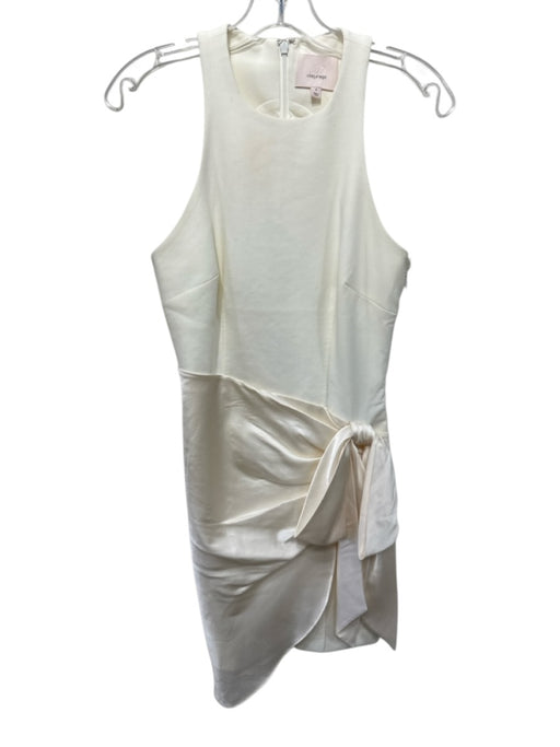 Cinq a Sept Size 4 Cream Polyester Blend Sleeveless Side Gather Mini Dress Cream / 4