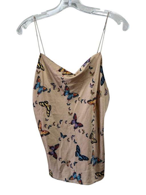 Cami NYC Size XS Beige & Multi Silk Blend Butterflies Spaghetti Strap Top Beige & Multi / XS
