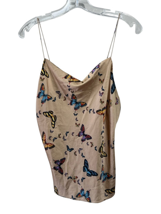 Cami NYC Size XS Beige & Multi Silk Blend Butterflies Spaghetti Strap Top Beige & Multi / XS