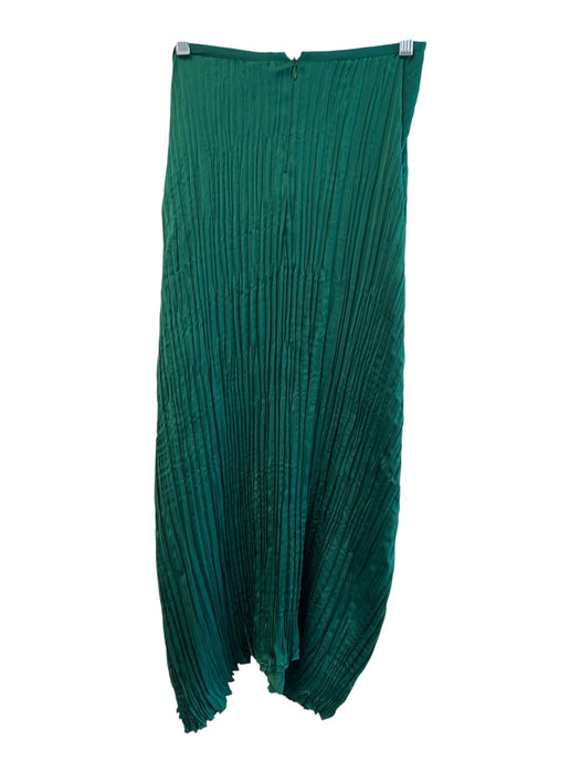 Vince Size Medium Green Polyester Satin Pleated Front Tie Maxi Skirt Green / Medium