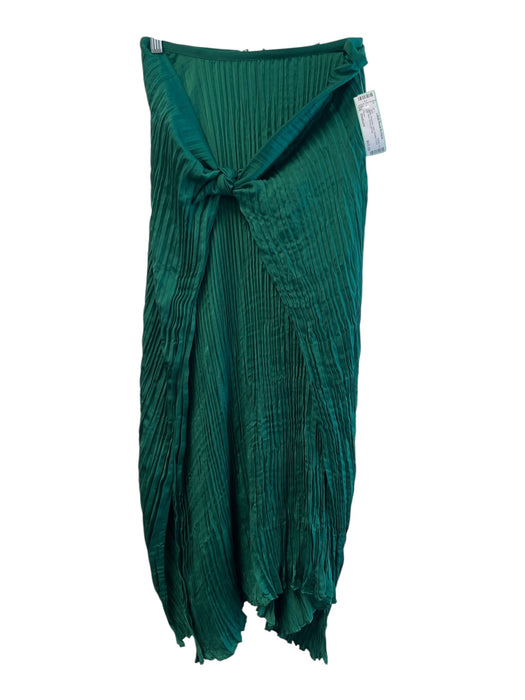 Vince Size Medium Green Polyester Satin Pleated Front Tie Maxi Skirt Green / Medium