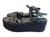 Theory Shoe Size 40 Black Raffia Leather Solid Platform Sandal Shoes Black / 40