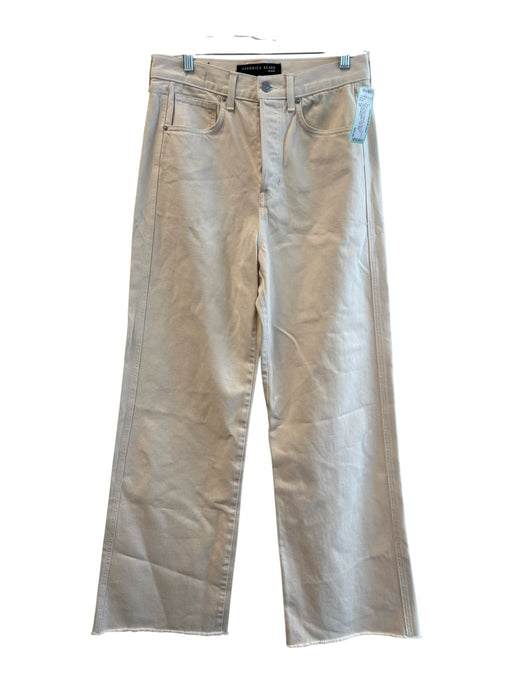 Veronica Beard Size 27 Beige Cotton Button Fly High Rise Relaxed Wide Leg Jeans Beige / 27