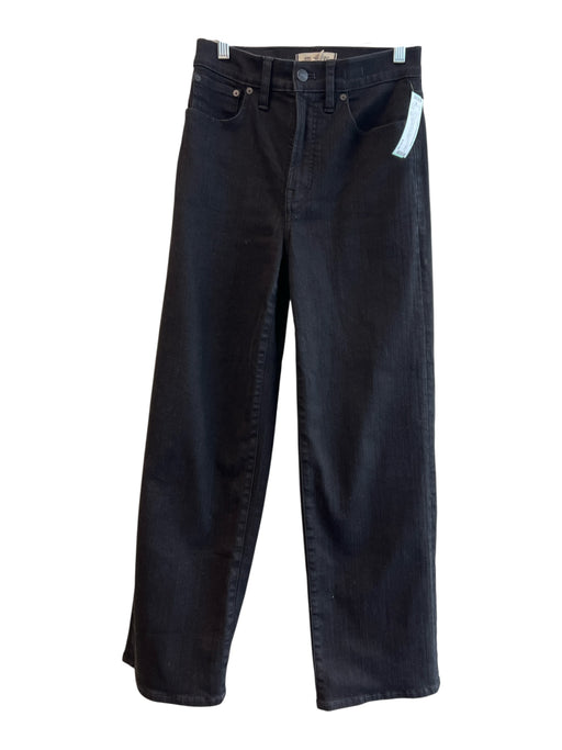 Madewell Size 26 Black Cotton Blend Denim Solid Zipper Fly Wide Leg Jeans Black / 26