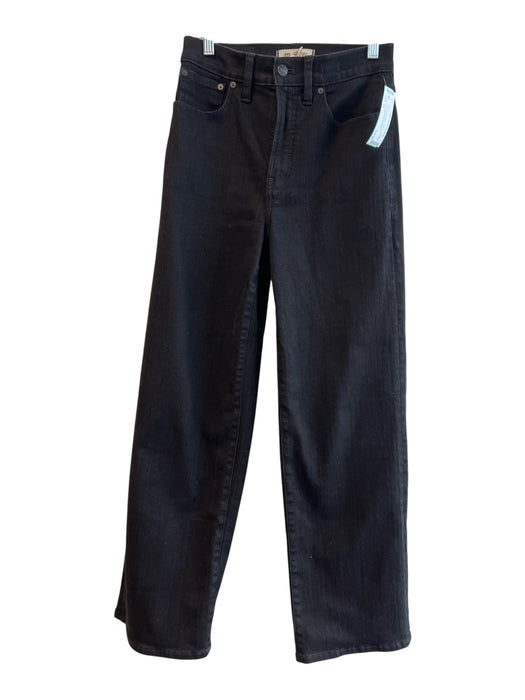 Madewell Size 26 Black Cotton Blend Denim Solid Zipper Fly Wide Leg Jeans Black / 26