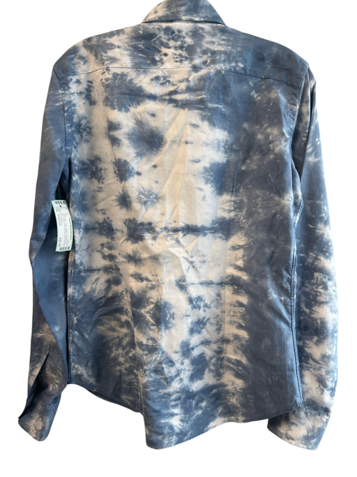 Ann Mashburn Size Medium Blue 100% Cotton Collared Tie Dye Button Down Top Blue / Medium