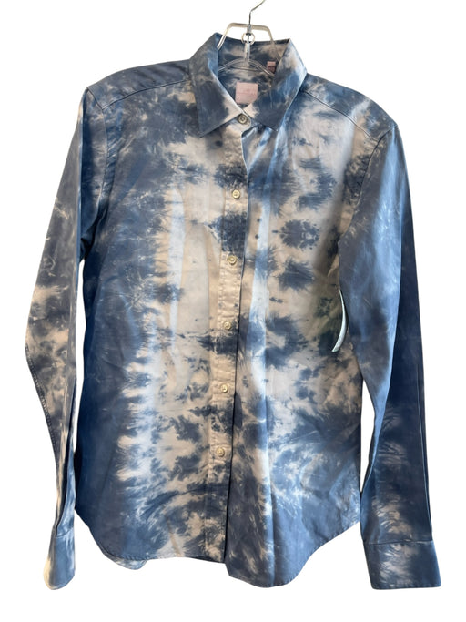 Ann Mashburn Size Medium Blue 100% Cotton Collared Tie Dye Button Down Top Blue / Medium