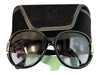 Marc By Marc Jacobs Black Plastic Gold hardware Round Large Logo Sunglasses Black