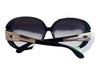 Marc By Marc Jacobs Black Plastic Gold hardware Round Large Logo Sunglasses Black