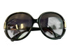 Marc By Marc Jacobs Black Plastic Gold hardware Round Large Logo Sunglasses Black
