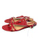 Longchamp Shoe Size 41 Red Leather Silver Hardware Flat T Strap Sandal Shoes Red / 41