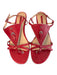Longchamp Shoe Size 41 Red Leather Silver Hardware Flat T Strap Sandal Shoes Red / 41