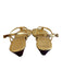 Tory Burch Shoe Size 10.5 Gold Leather gold logo T Strap Wedge Wood Heel Shoes Gold / 10.5