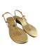 Tory Burch Shoe Size 10.5 Gold Leather gold logo T Strap Wedge Wood Heel Shoes Gold / 10.5
