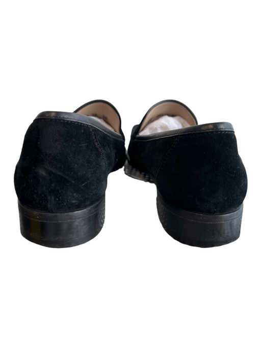 Salvatore Ferragamo Shoe Size 10 Black Leather Suede Square Toe Logo Shoes Black / 10