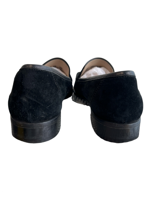 Salvatore Ferragamo Shoe Size 10 Black Leather Suede Square Toe Logo Shoes Black / 10