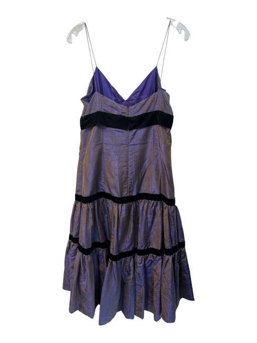 Tracy Reese Size 12 Purple Silk Iridescent Spaghetti Strap V Neck Dress Purple / 12