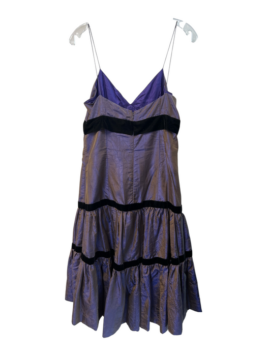Tracy Reese Size 12 Purple Silk Iridescent Spaghetti Strap V Neck Dress Purple / 12