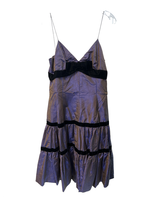 Tracy Reese Size 12 Purple Silk Iridescent Spaghetti Strap V Neck Dress Purple / 12