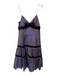 Tracy Reese Size 12 Purple Silk Iridescent Spaghetti Strap V Neck Dress Purple / 12