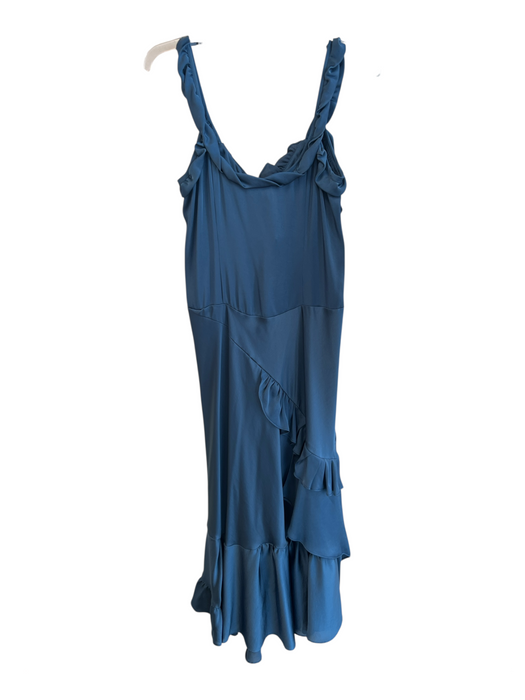 Nanette Lepore Size 10 Teal Polyester V Neck Sleeveless Ruffle Tiered Dress Teal / 10