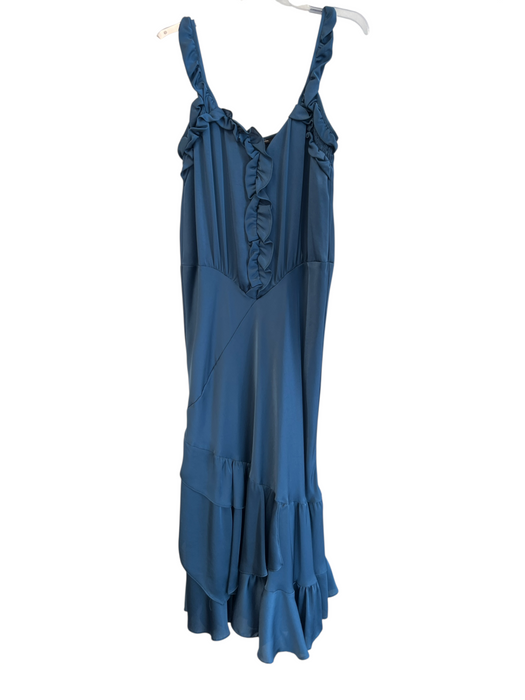Nanette Lepore Size 10 Teal Polyester V Neck Sleeveless Ruffle Tiered Dress Teal / 10
