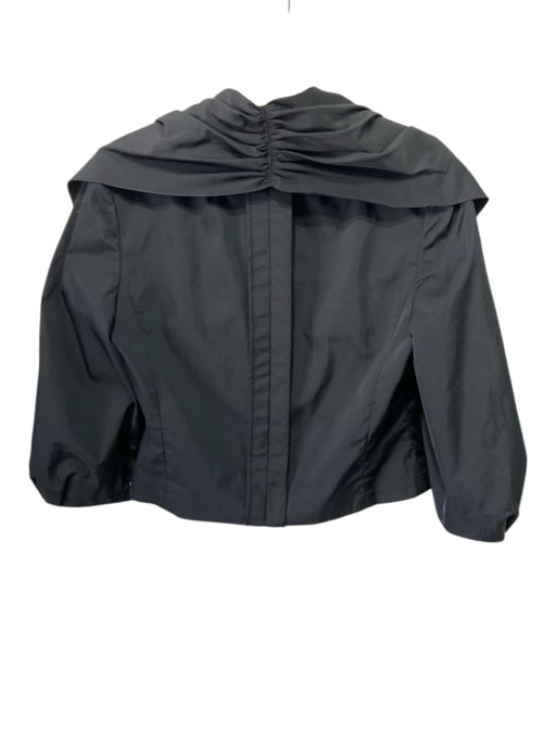 St John Couture Size 4 Black Polyester Gathered Zip Pocket Front Zip Jacket Black / 4