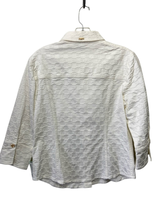 St John Sport Size S Cream Jacquard Monogram Button Front Jacket Cream / S