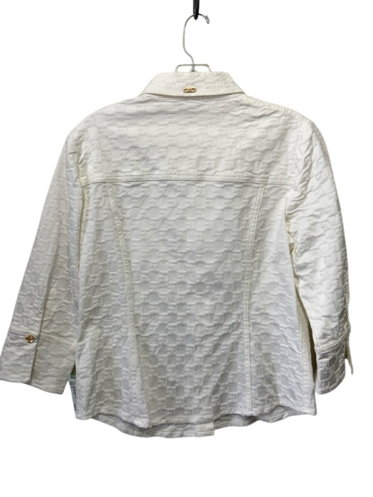 St John Sport Size S Cream Jacquard Monogram Button Front Jacket Cream / S