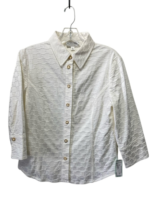 St John Sport Size S Cream Jacquard Monogram Button Front Jacket Cream / S