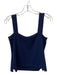 St John Size P Navy Blue Wool Blend Knit Gold Tone Hardware Square Neck Top Navy Blue / P