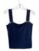 St John Size P Navy Blue Wool Blend Knit Gold Tone Hardware Square Neck Top Navy Blue / P