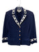 St John Collection Size 4 Navy Blue & White Wool Blend Laced Grommets Jacket Navy Blue & White / 4