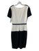 St John Size S Black & Cream Wool Blend Knit Colorblock Cap Sleeve Dress Black & Cream / S