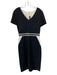 St John Size S Black & Cream Wool Blend Knit Colorblock Cap Sleeve Dress Black & Cream / S