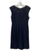 St John Couture Size 4 Navy Blue & Black Wool Blend Embroidered Detail Dress Navy Blue & Black / 4