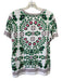 Tory Burch Size L White, Green, Pink Cotton Abstract Floral Crew Neck Top White, Green, Pink / L