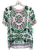 Tory Burch Size L White, Green, Pink Cotton Abstract Floral Crew Neck Top White, Green, Pink / L
