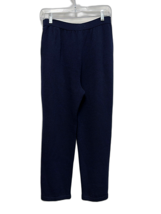 St John Basics Size 4 Navy Blue Wool Blend Knit Pleated Waist Mid Rise Pants Navy Blue / 4