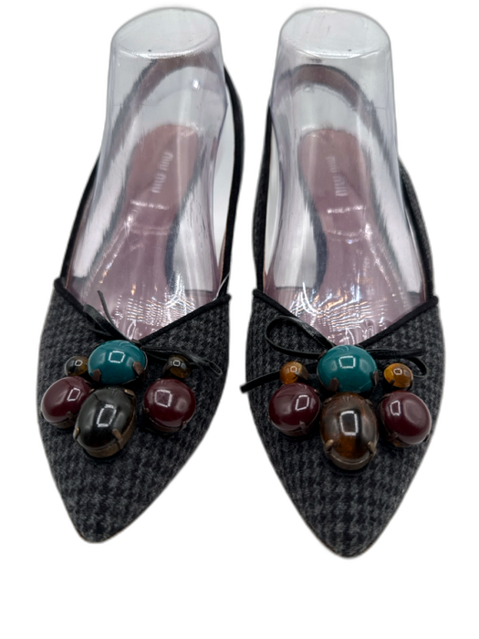 Miu Miu Shoe Size 38.5 gray, teal, purple Wool Embellished Houndstooth Pumps gray, teal, purple / 38.5