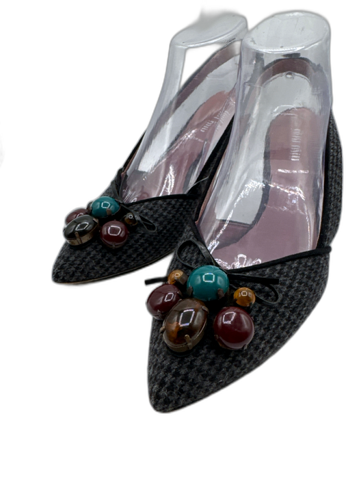 Miu Miu Shoe Size 38.5 gray, teal, purple Wool Embellished Houndstooth Pumps gray, teal, purple / 38.5