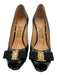 Salvatore Ferragamo Shoe Size 8 Black Patent Leather Peep Toe Bow Platform Pumps Black / 8